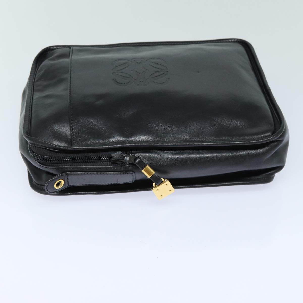 LOEWE Anagram Shoulder Bag Leather Black Auth yk13728