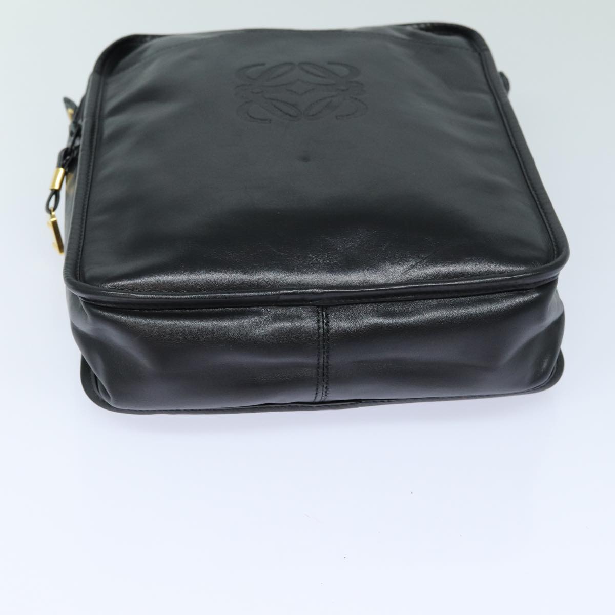 LOEWE Anagram Shoulder Bag Leather Black Auth yk13728