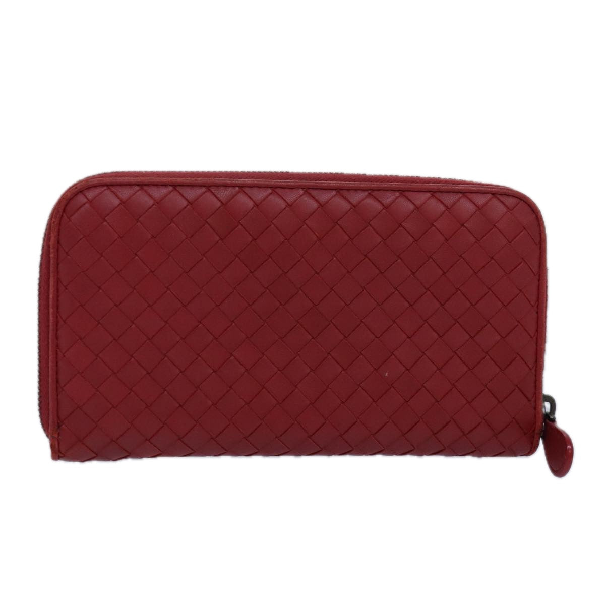 BOTTEGA VENETA INTRECCIATO Long Wallet Leather Red Auth yk13729