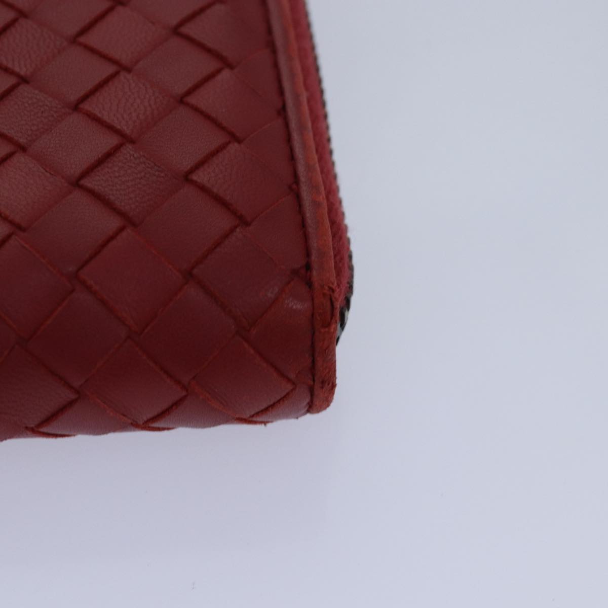 BOTTEGA VENETA INTRECCIATO Long Wallet Leather Red Auth yk13729