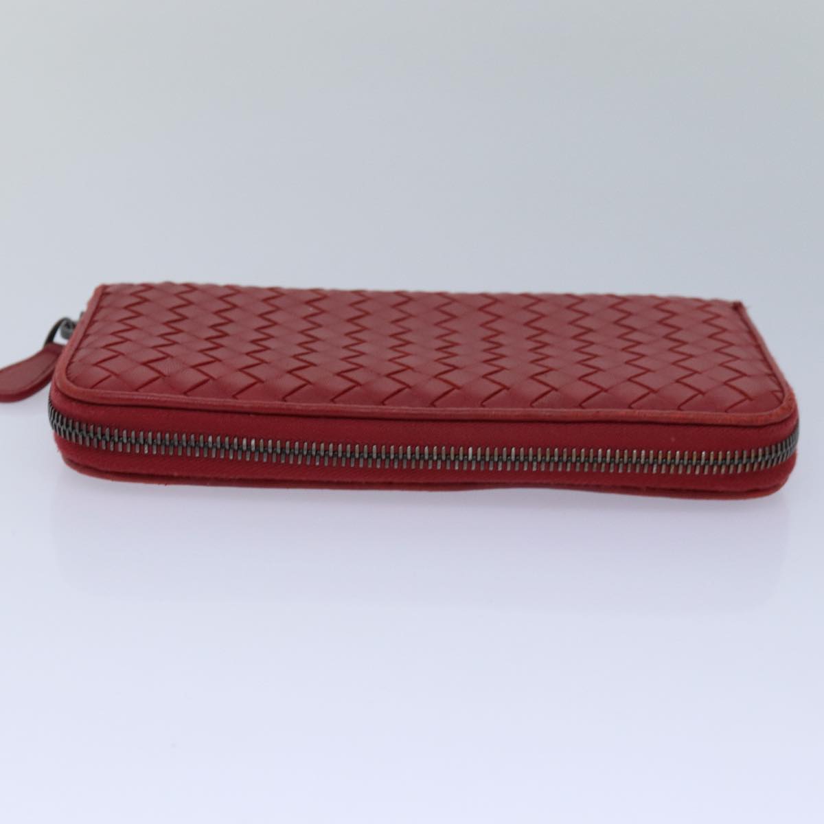 BOTTEGA VENETA INTRECCIATO Long Wallet Leather Red Auth yk13729