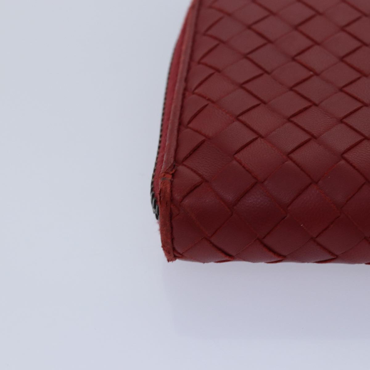 BOTTEGA VENETA INTRECCIATO Long Wallet Leather Red Auth yk13729