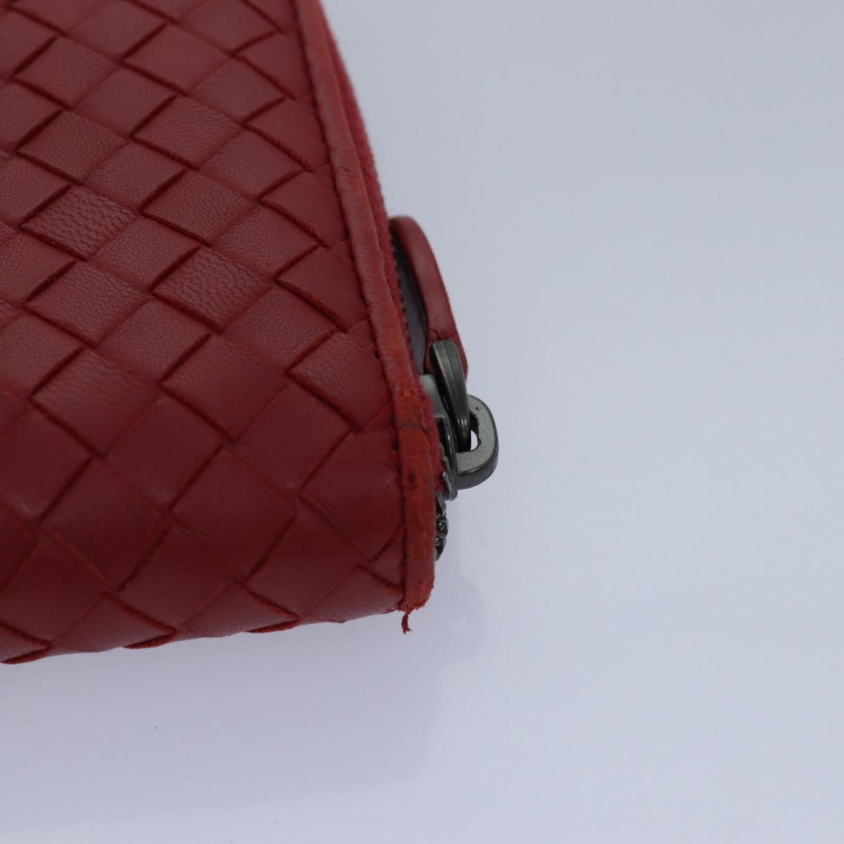 BOTTEGA VENETA INTRECCIATO Long Wallet Leather Red Auth yk13729