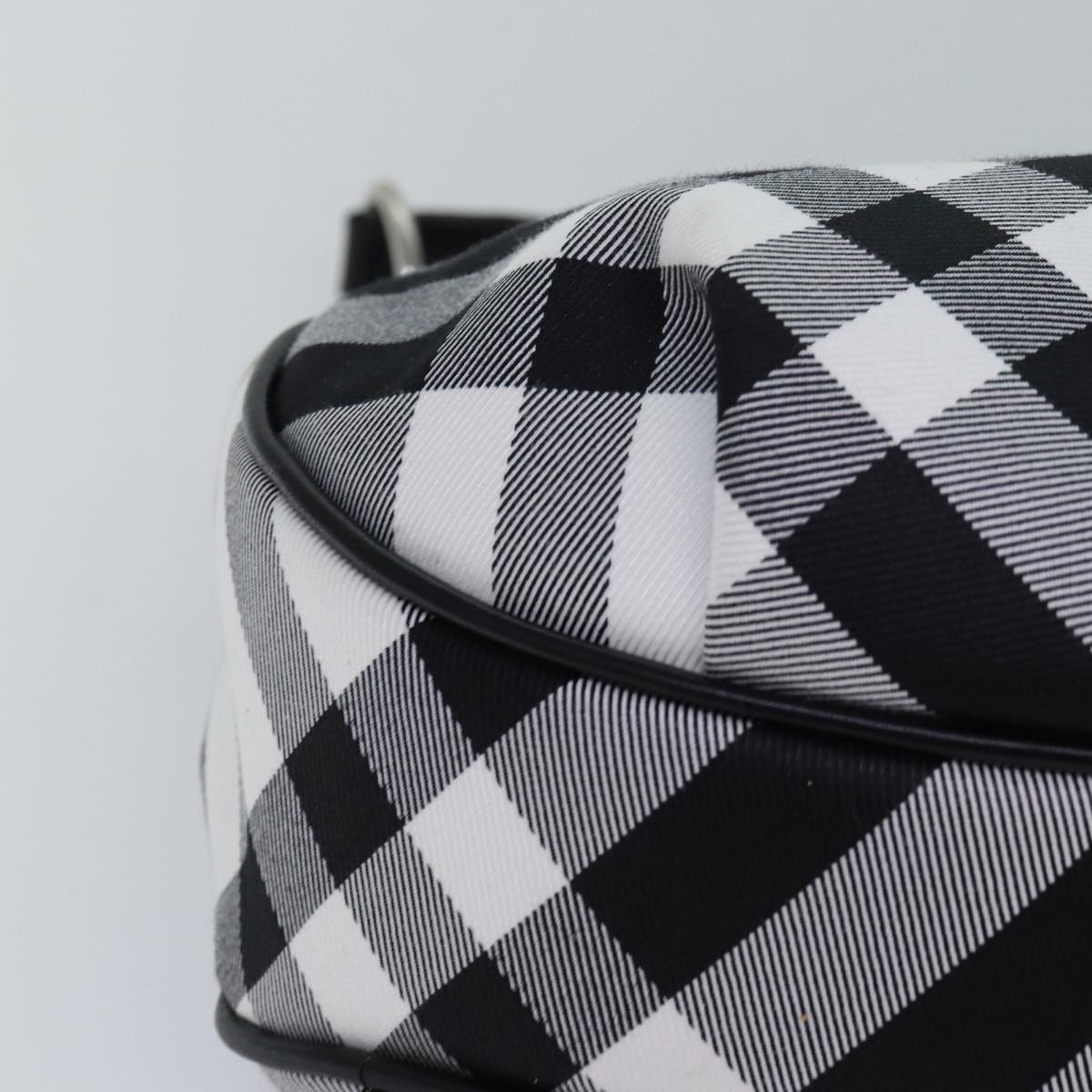 BURBERRY Nova Check Blue Label Hand Bag Canvas 2way Black White Auth yk13730