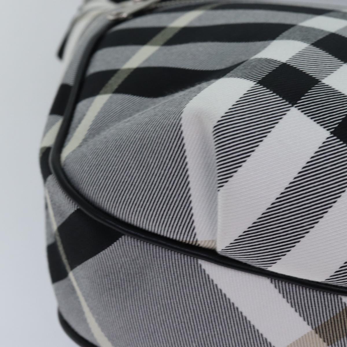 BURBERRY Nova Check Blue Label Hand Bag Canvas 2way Black White Auth yk13730