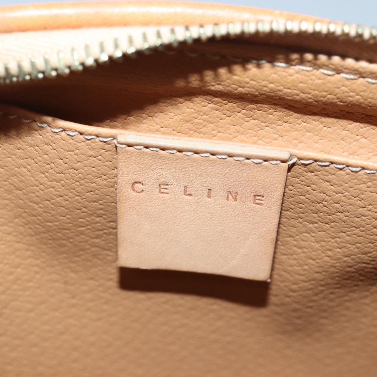 CELINE Macadam Canvas Pouch PVC Leather Beige Auth yk13732