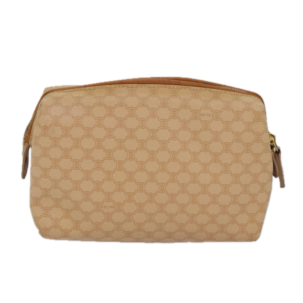 CELINE Macadam Canvas Pouch PVC Leather Beige Auth yk13732 - 0