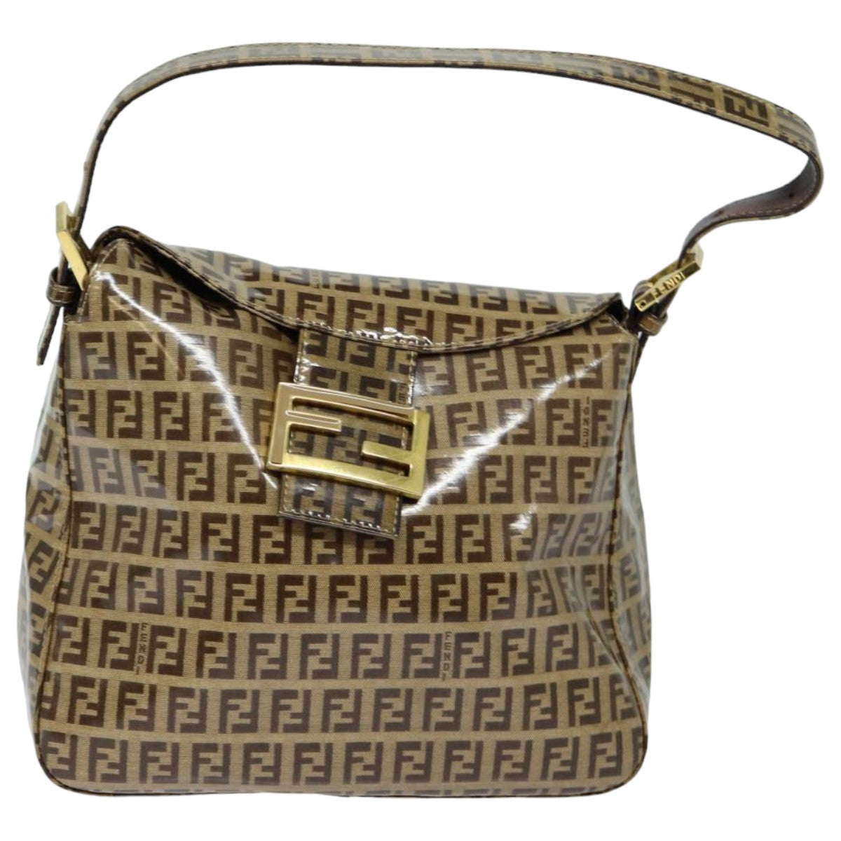 FENDI Zucchino Canvas Mamma Baguette Shoulder Bag Beige Auth yk13733 - 0