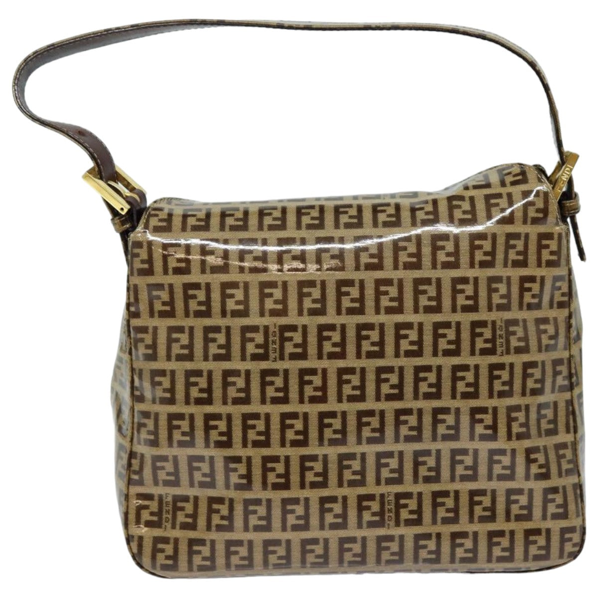 FENDI Zucchino Canvas Mamma Baguette Shoulder Bag Beige Auth yk13733