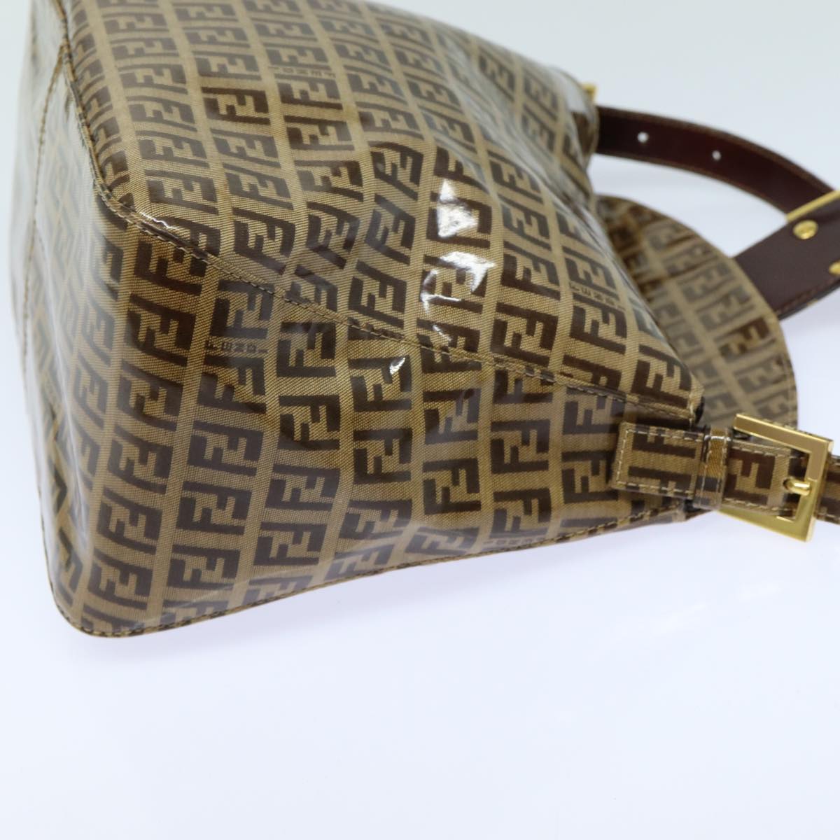 FENDI Zucchino Canvas Mamma Baguette Shoulder Bag Beige Auth yk13733