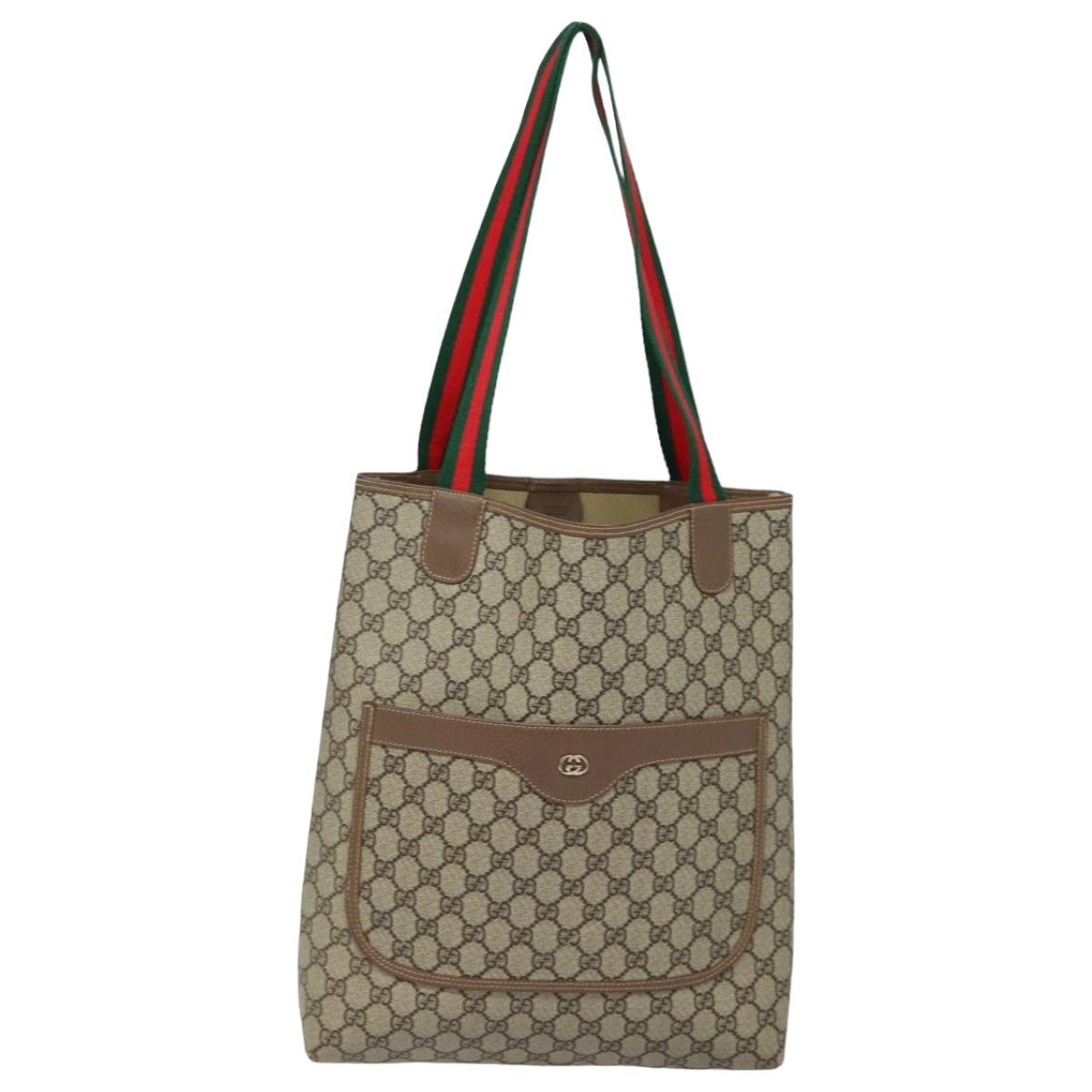 GUCCI GG Supreme Web Sherry Line Tote Bag PVC Beige 002 58 6487 Auth yk13737