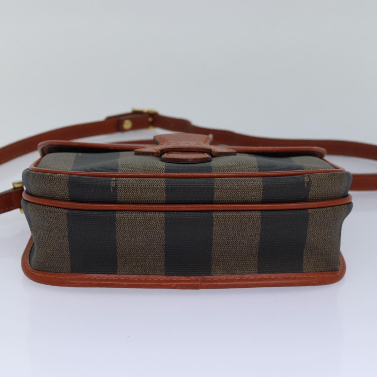 FENDI Pecan Canvas Shoulder Bag Brown Black Auth yk13744