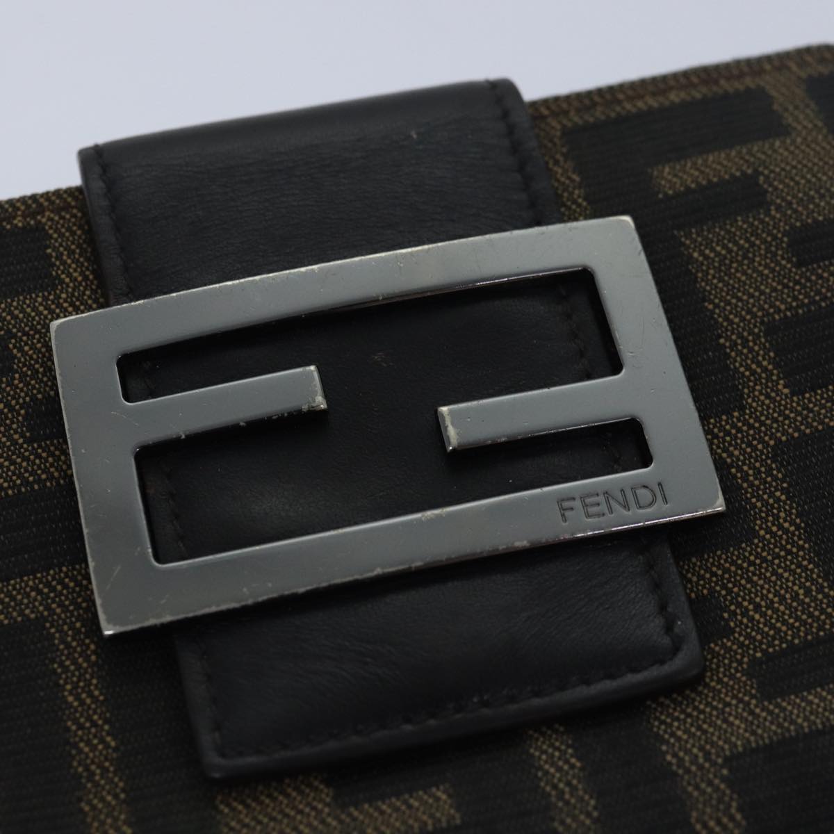 FENDI Zucca Canvas Wallet Black Brown Auth yk13745