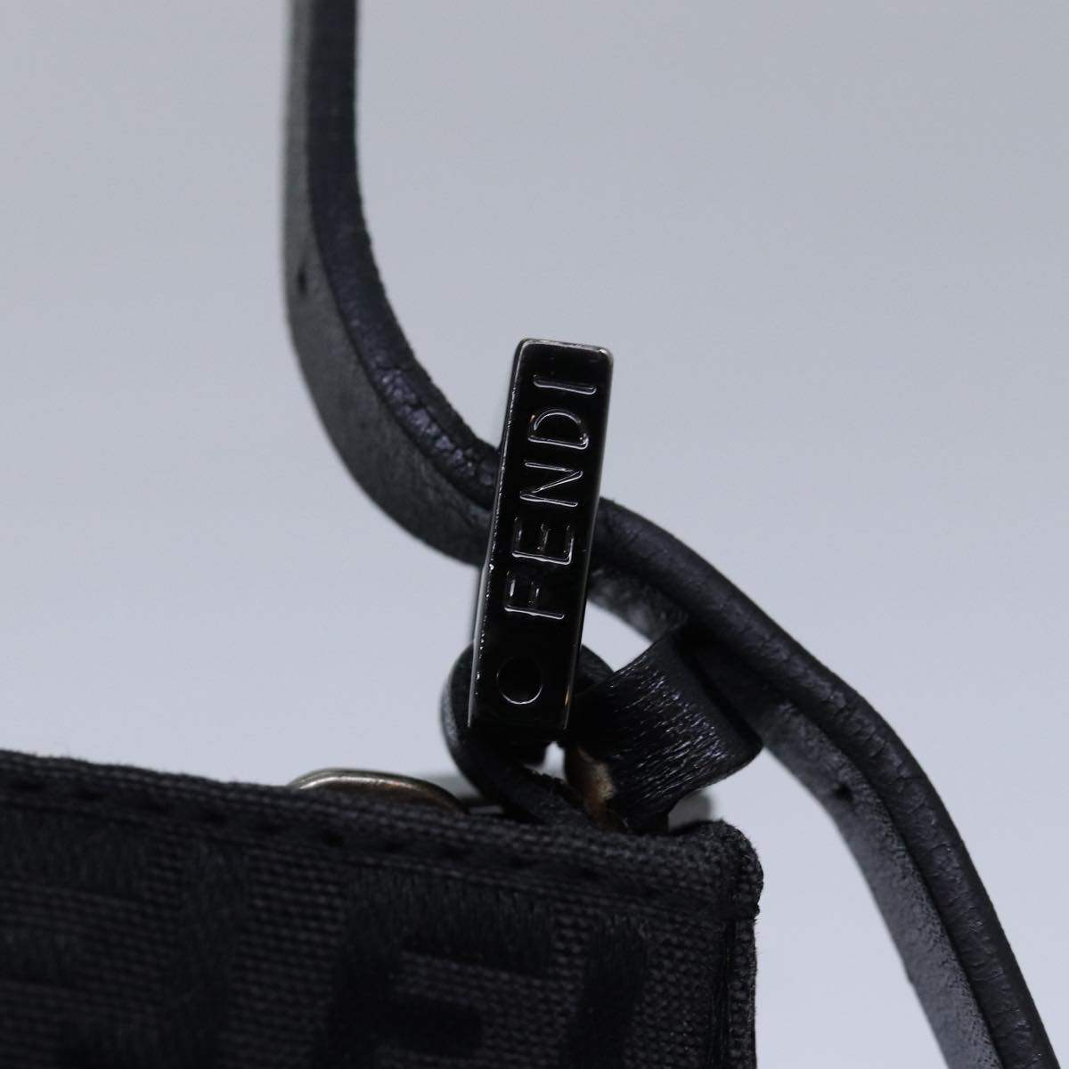 FENDI Zucchino Canvas Hand Bag Black Auth yk13746