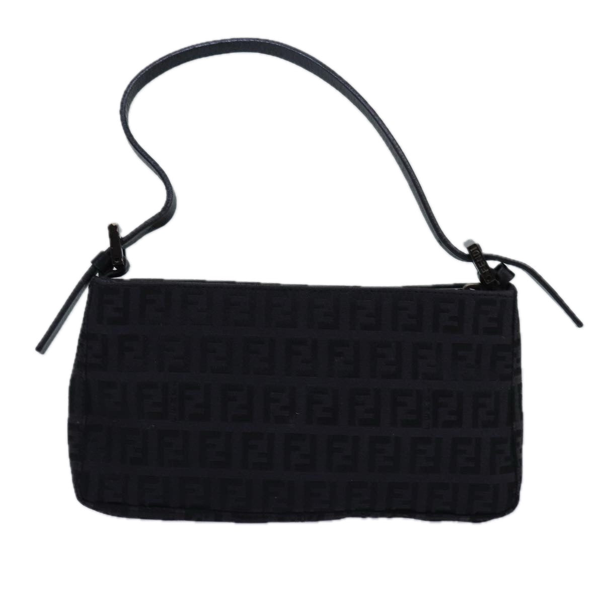 FENDI Zucchino Canvas Hand Bag Black Auth yk13746