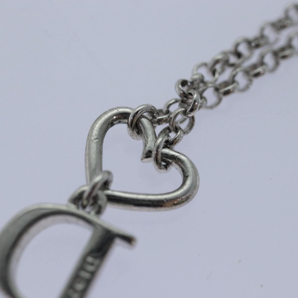 Christian Dior Heart Bracelet Silver Auth yk13748