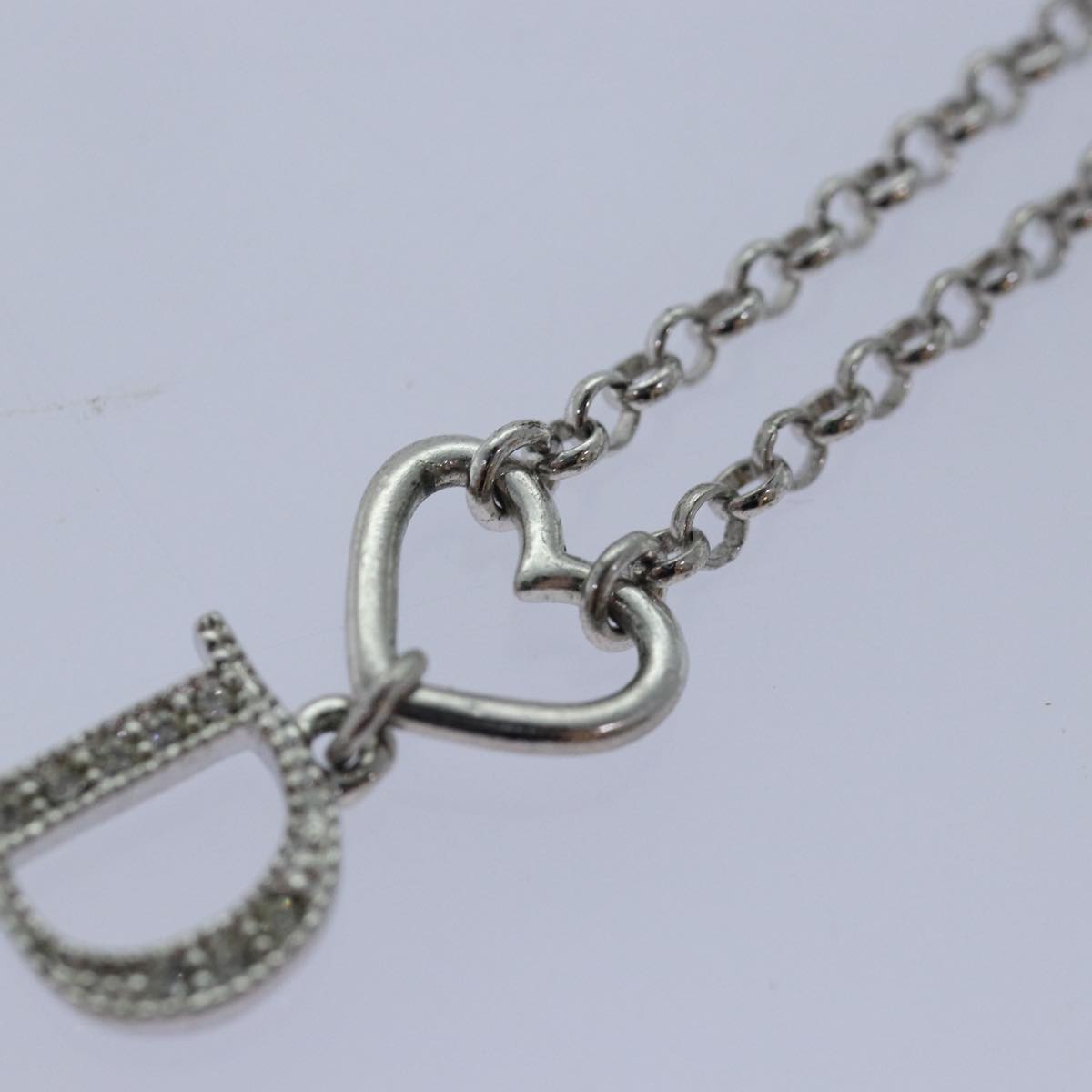 Christian Dior Heart Bracelet Silver Auth yk13748