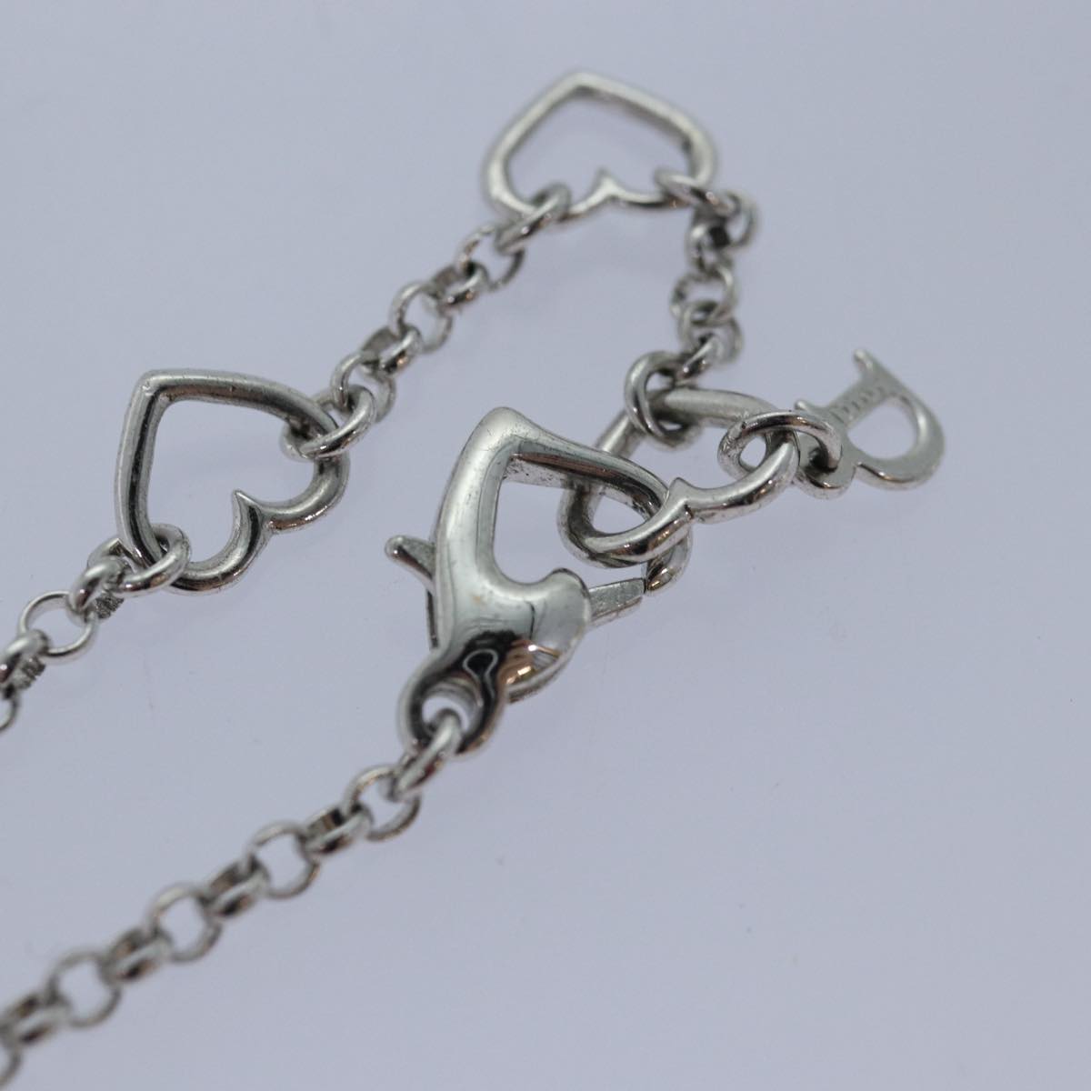 Christian Dior Heart Bracelet Silver Auth yk13748