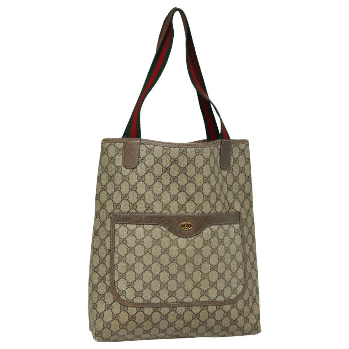 GUCCI GG Supreme Web Sherry Line Tote Bag PVC Beige Red 39 02 003 Auth yk13752