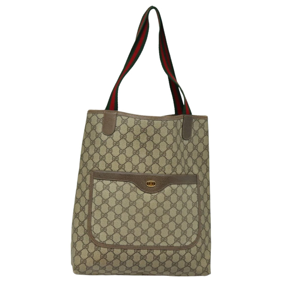 GUCCI GG Supreme Web Sherry Line Tote Bag PVC Beige Red 39 02 003 Auth yk13752