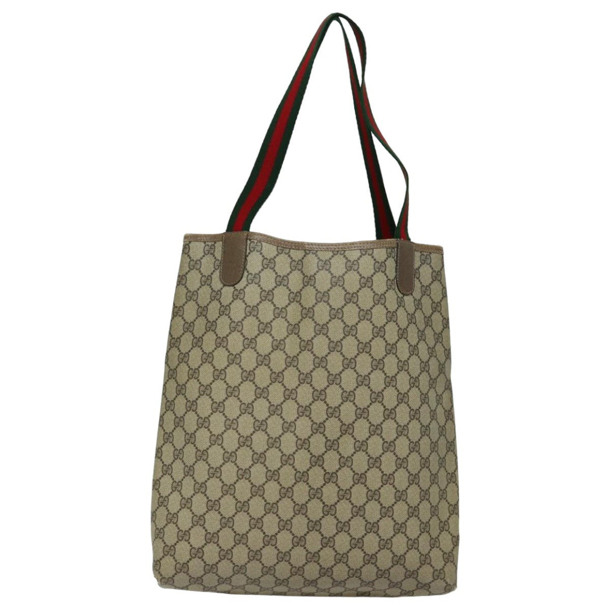 GUCCI GG Supreme Web Sherry Line Tote Bag PVC Beige Red 39 02 003 Auth yk13752 - 0