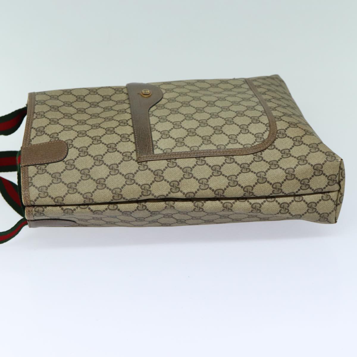 GUCCI GG Supreme Web Sherry Line Tote Bag PVC Beige Red 39 02 003 Auth yk13752