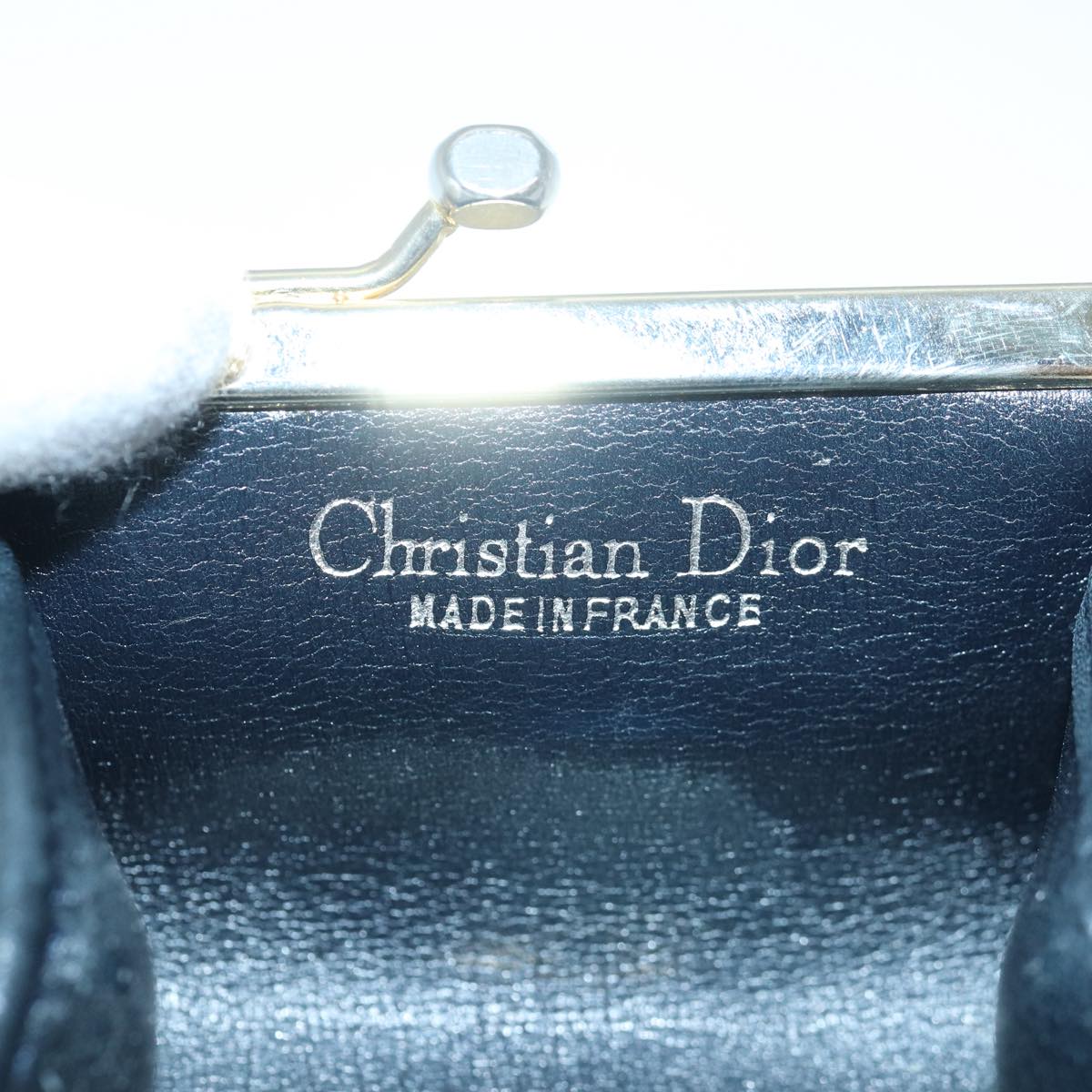 Christian Dior Trotter Canvas Gamaguchi Coin Purse Navy Auth yk13757