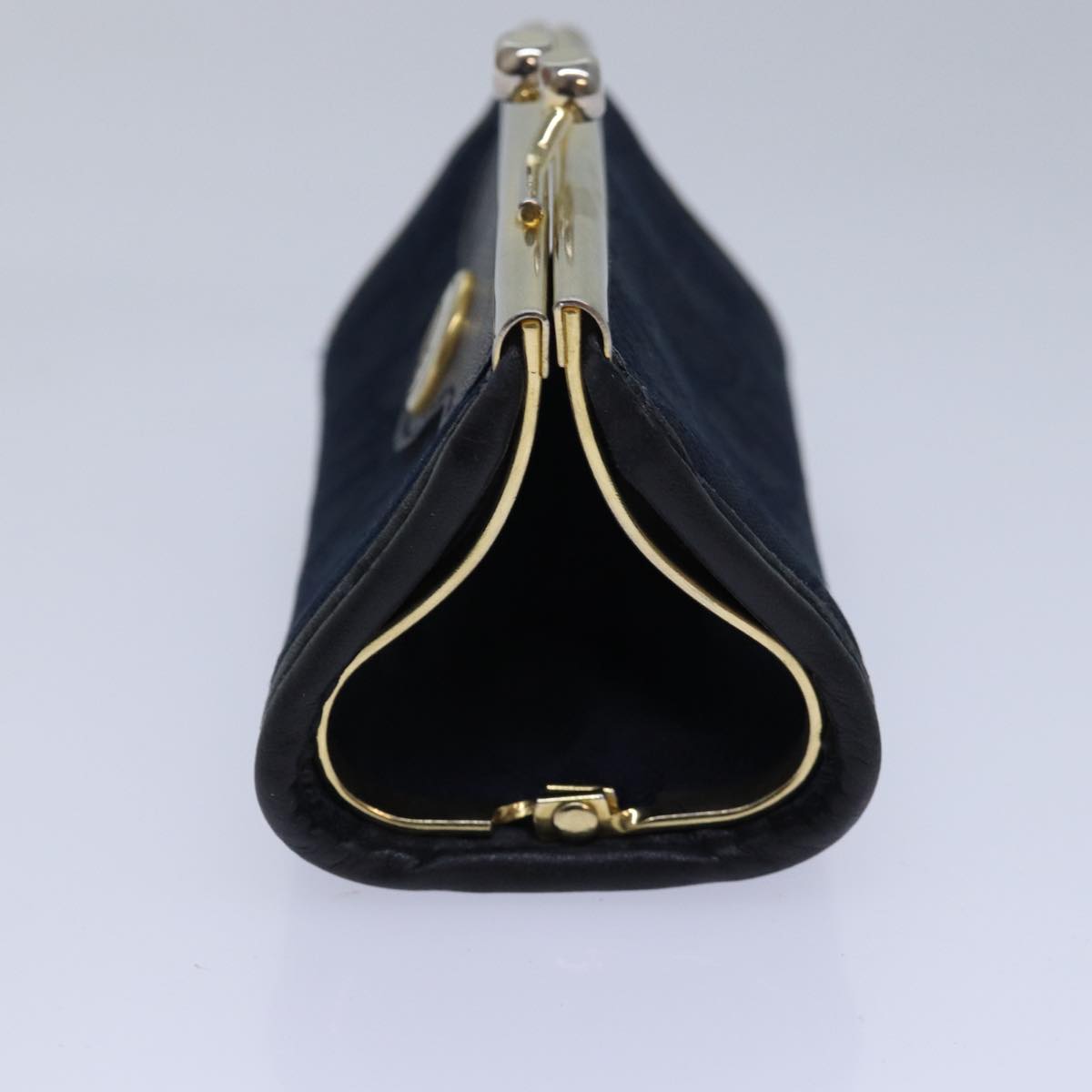 Christian Dior Trotter Canvas Gamaguchi Coin Purse Navy Auth yk13757