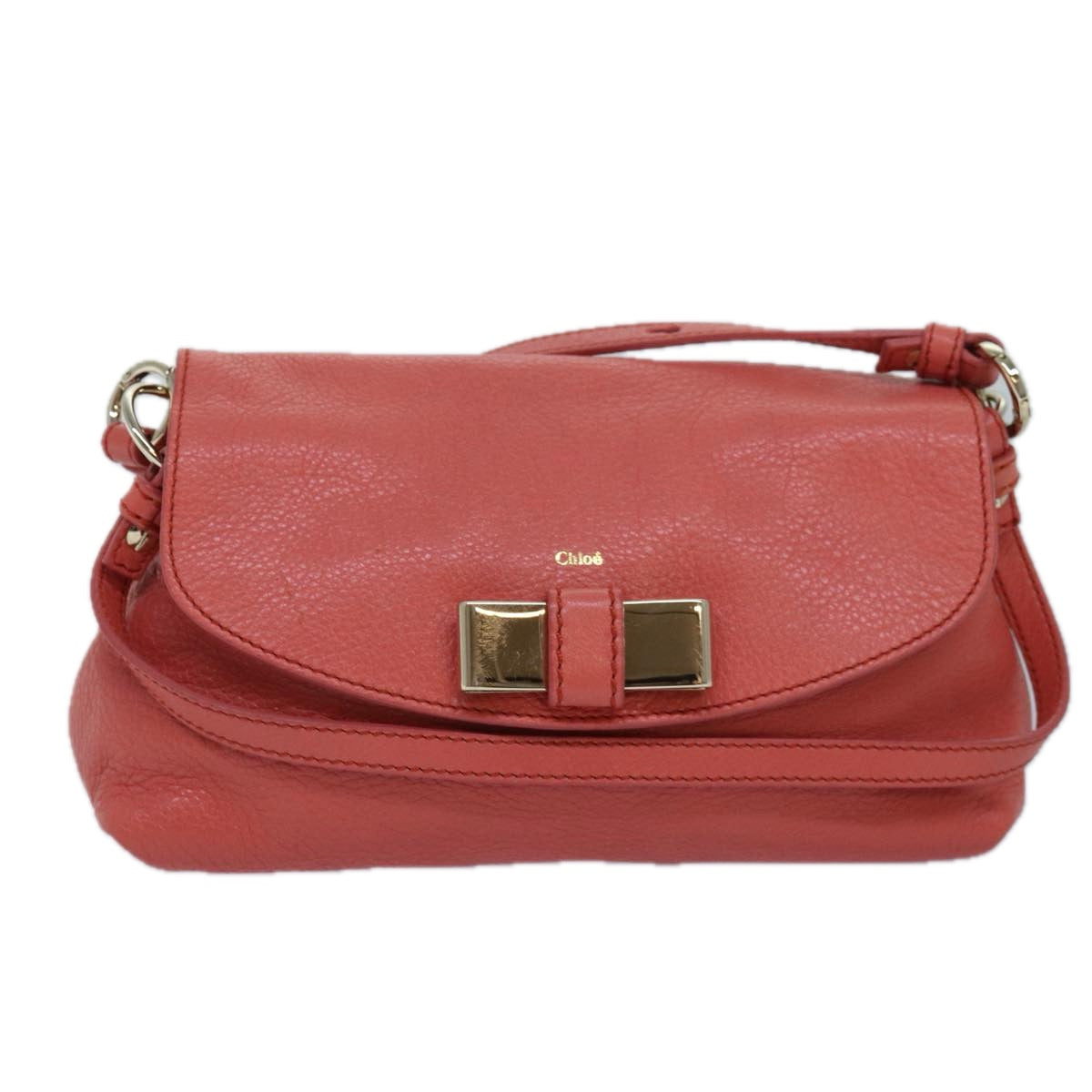 Chloe Lily Hand Bag Leather 2way Pink Auth yk13779