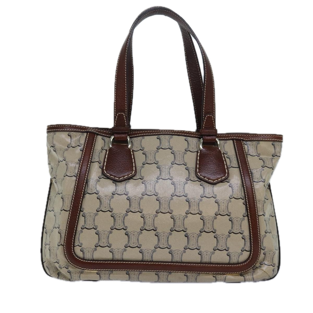 CELINE Paris Macadam Canvas Tote Bag Beige Auth yk13781