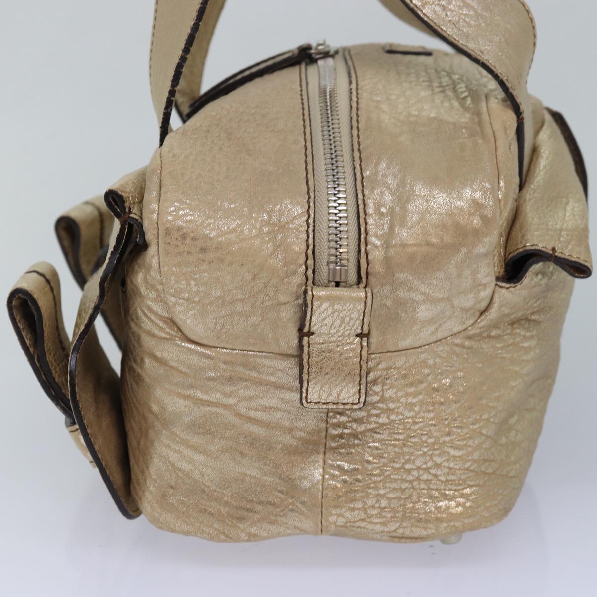 Chloe Shoulder Bag Leather Gold Auth yk13782