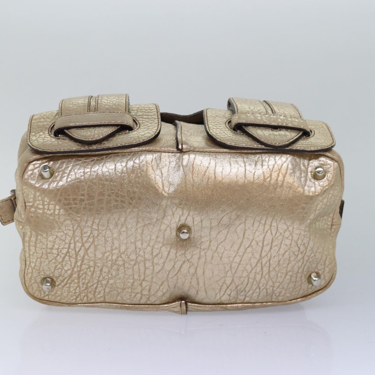 Chloe Shoulder Bag Leather Gold Auth yk13782