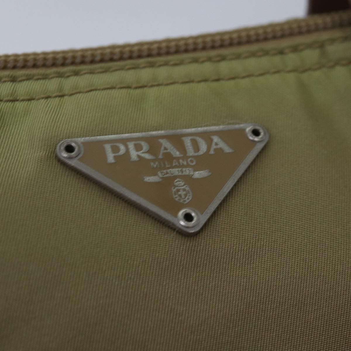 PRADA Hand Bag Nylon Beige Auth yk13783