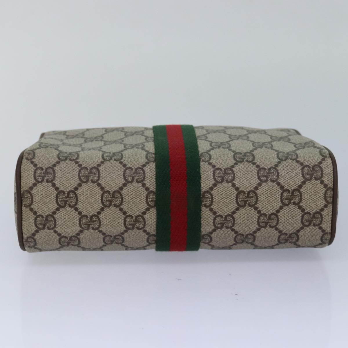 GUCCI GG Supreme Web Sherry Line Clutch Bag PVC Beige Red 63 01 012 Auth yk13788