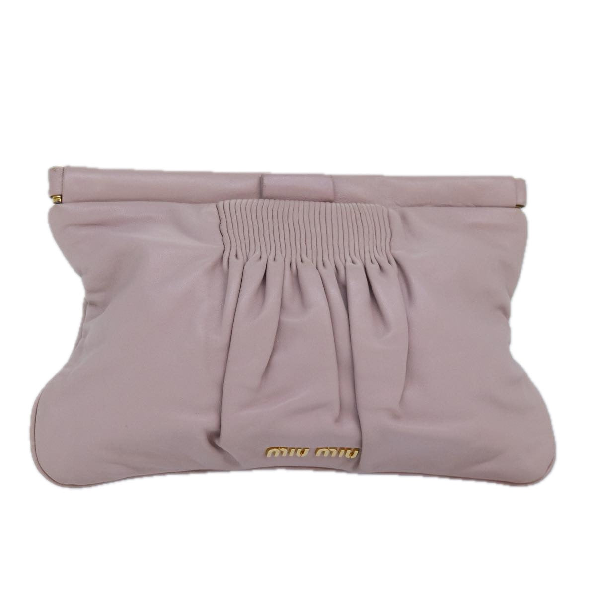 Miu Miu Clutch Bag Leather Pink Auth yk13790