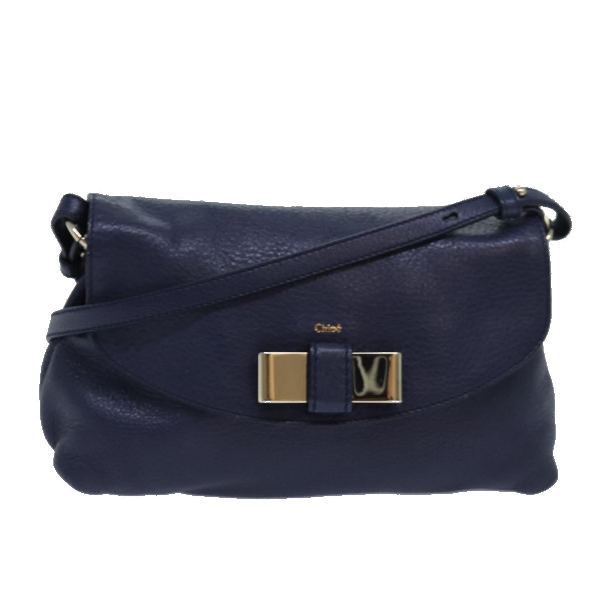 Chloe Lily Shoulder Bag Leather Navy Auth yk13791