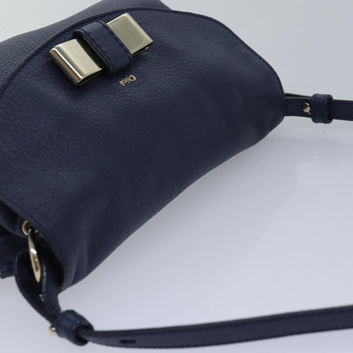 Chloe Lily Shoulder Bag Leather Navy Auth yk13791