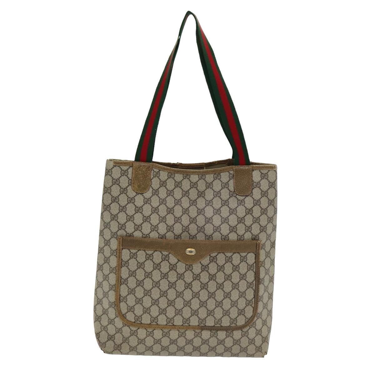 GUCCI GG Supreme Web Sherry Line Tote Bag PVC Beige Red 39 02 003 Auth yk13803