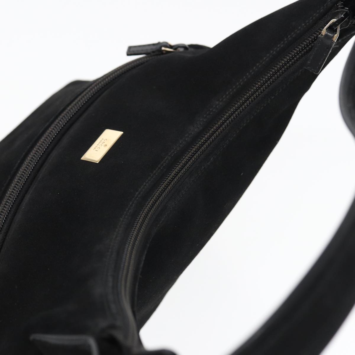 GUCCI Shoulder Bag Suede Black 001 3386 Auth yk13807