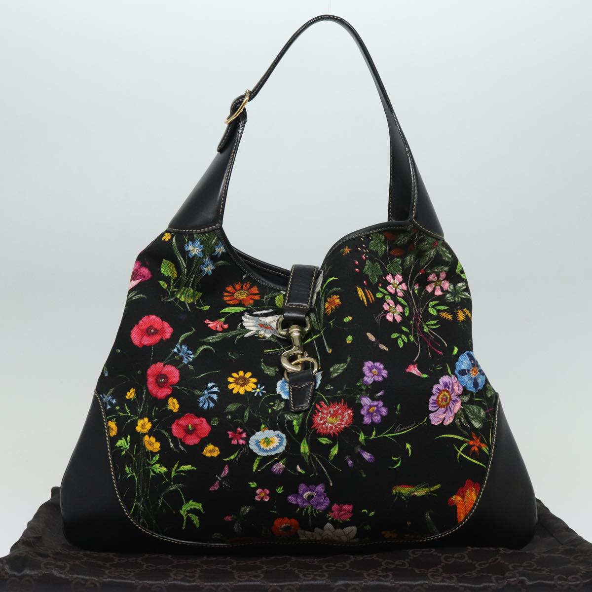 GUCCI Flora Jackie Shoulder Bag Canvas Multicolor 153693 Auth yk13815