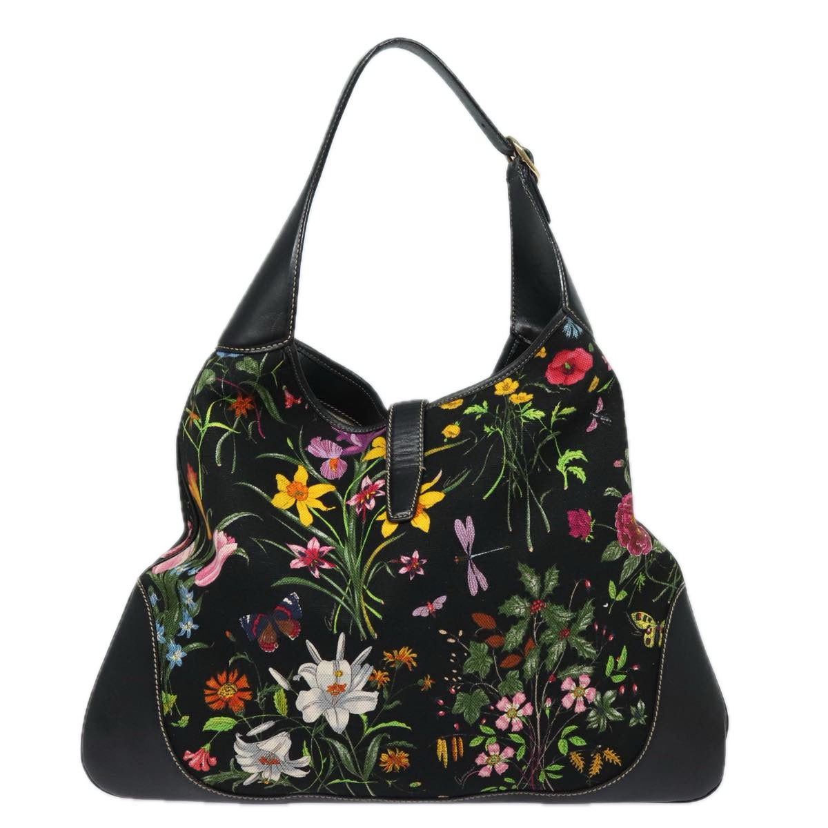 GUCCI Flora Jackie Shoulder Bag Canvas Multicolor 153693 Auth yk13815