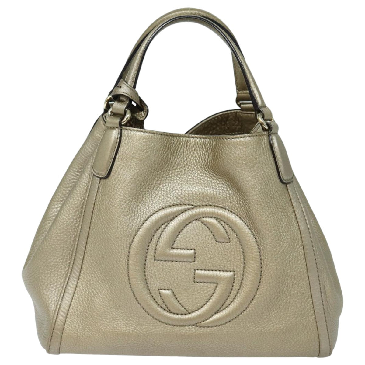 GUCCI Soho Hand Bag Leather 2way Gold 336751 Auth yk13817