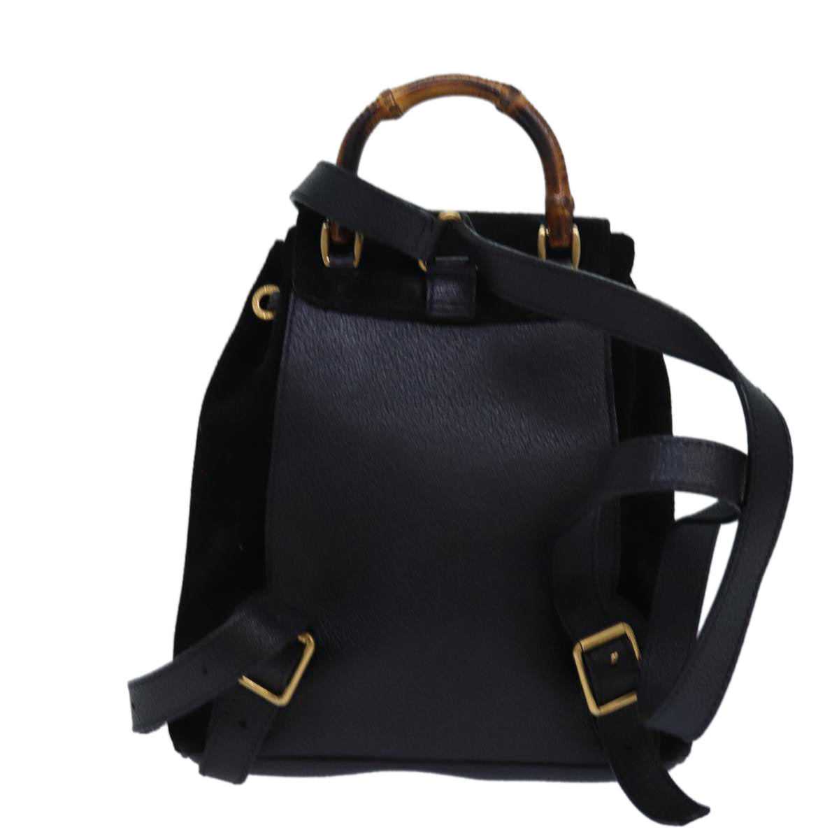 GUCCI Bamboo Backpack Suede Black 003 1956 0030 Auth yk13819