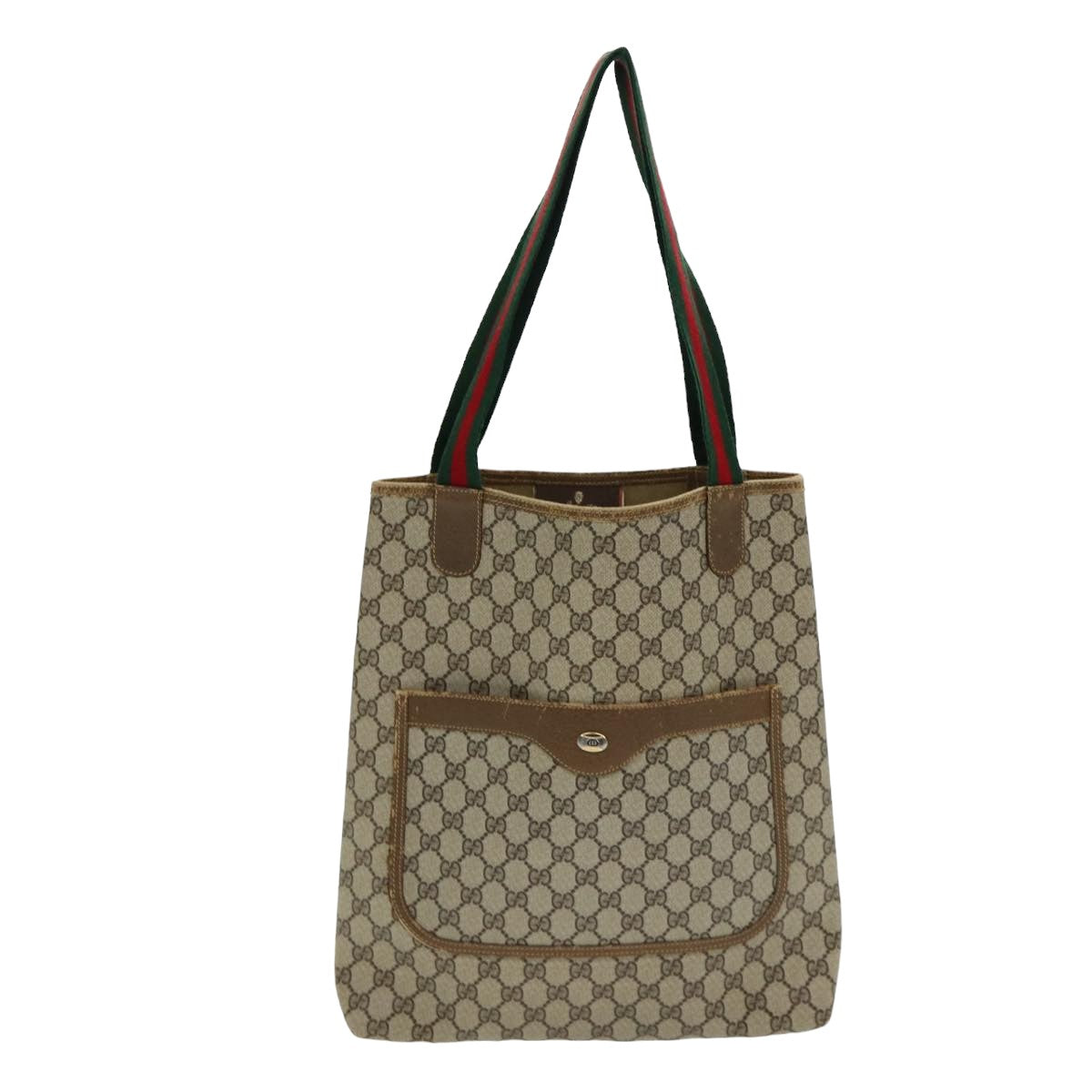 GUCCI GG Supreme Web Sherry Line Tote Bag PVC Beige Red 40 02 003 Auth yk13821