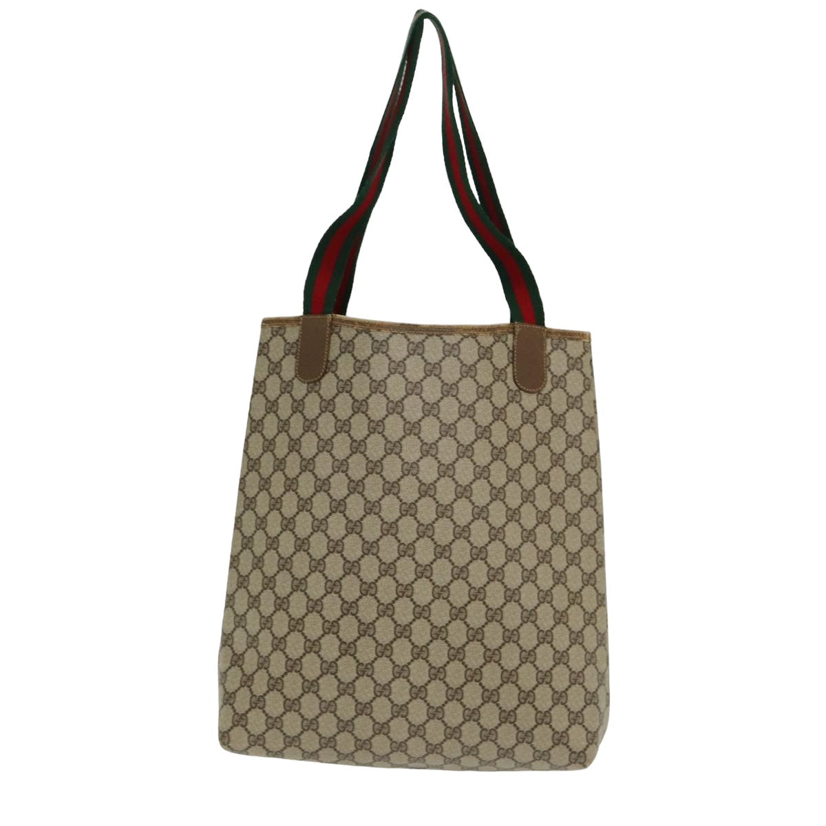 GUCCI GG Supreme Web Sherry Line Tote Bag PVC Beige Red 40 02 003 Auth yk13821 - 0