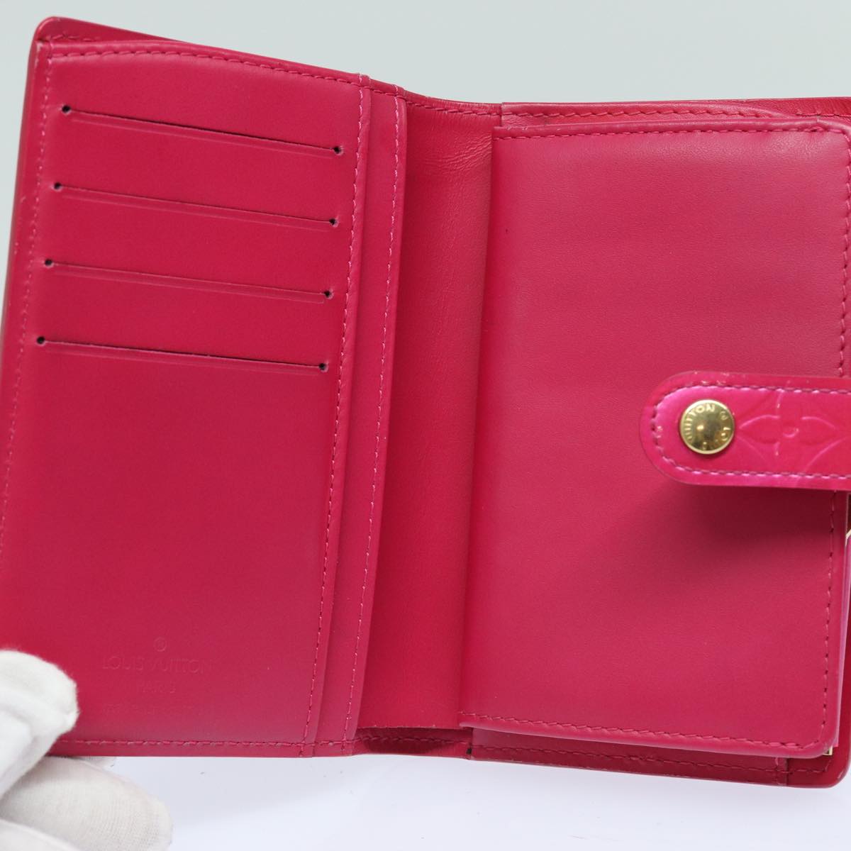 LOUIS VUITTON Vernis Portefeuille Viennois Wallet Pink M91254 LV Auth yk13833