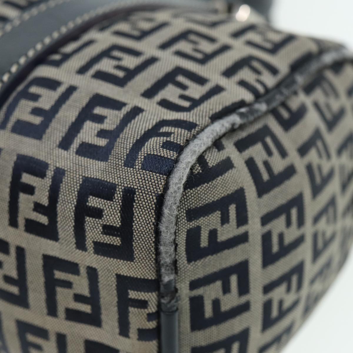 FENDI Zucchino Canvas Hand Bag Navy Auth yk13837