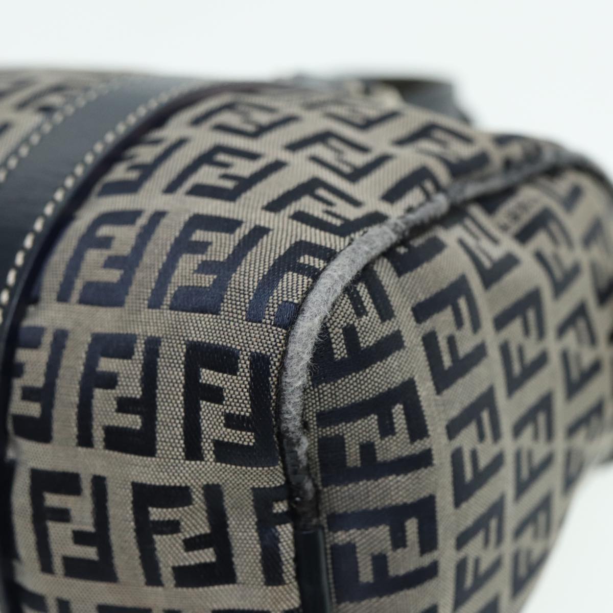 FENDI Zucchino Canvas Hand Bag Navy Auth yk13837