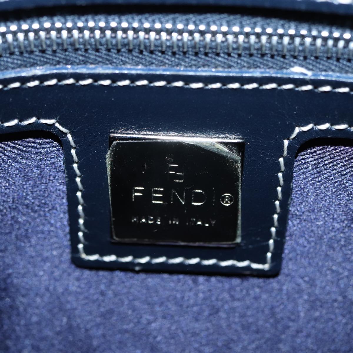 FENDI Zucchino Canvas Hand Bag Navy Auth yk13837