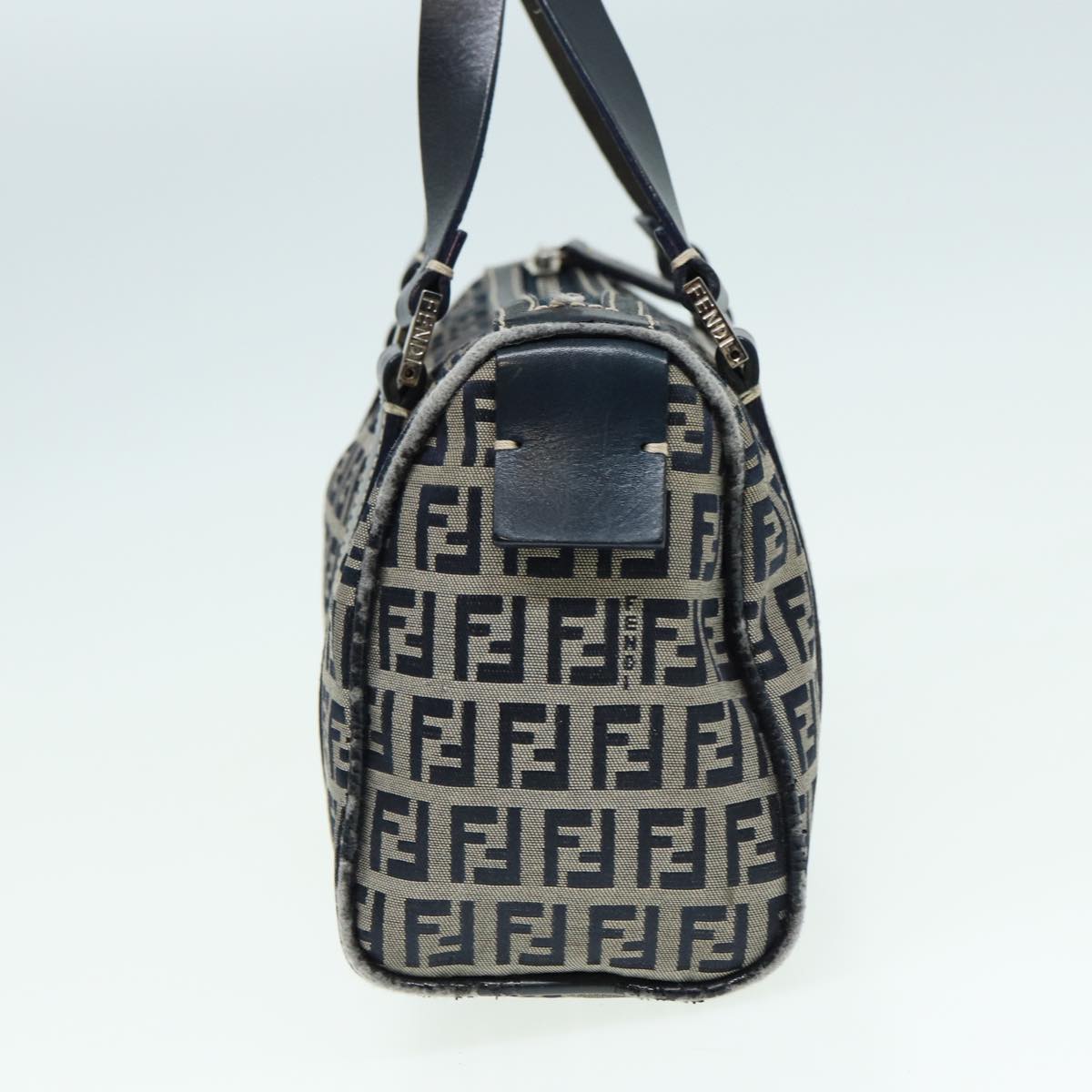 FENDI Zucchino Canvas Hand Bag Navy Auth yk13837